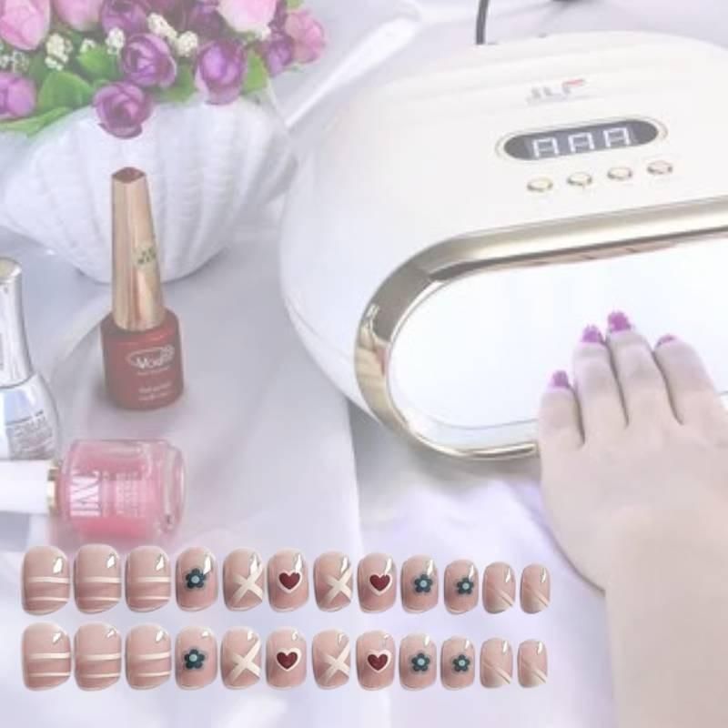 Adorable Mini Nail Wraps Detachable Decorative Nail Decals Finished Nail Stickers Gel Jelly 24 Pack