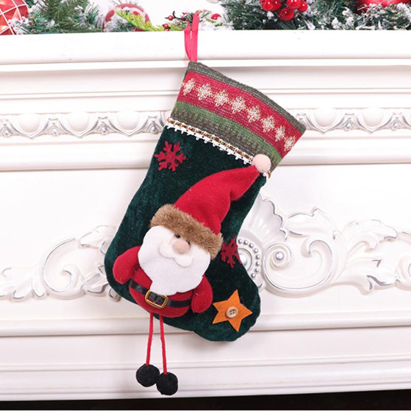 Christmas Gift Santa Claus Snowman Socks Christmas Tree Ornament Christmas Stocking Decoration Christmas Sock Kids Candy Bag
