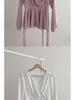 Elegant V-neck Chiffon Blouse - Women's Spring/Autumn, Waist-Slimming Tie-up, Long-Sleeve, Sweet Fairy Style