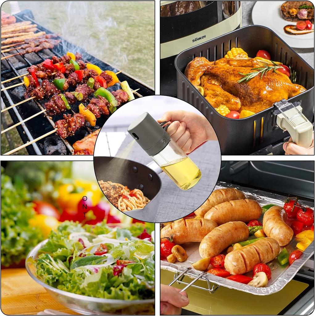 250ml 2in1 Glass Oil Sprayer Bottle for Cooking Oil Dispensers BBQ Olive Oil Sprayer Jar Mister for Air Fryer Baking Kitchen