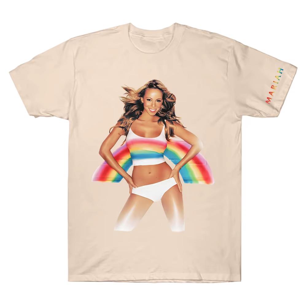 Mariah Carey Merch Rainbow TShirt for Unisex Women Creative Cotton Tees Crew Neck Short Sleeve T Shirt Printed High Quality Tops