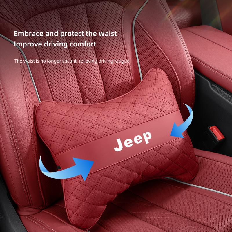 Car Headrest Waist Pillow Long-Drive Essential Neck & Lumbar Support in One Go For Jeep Wrangler Rubicon Renegade Grand Cherokee