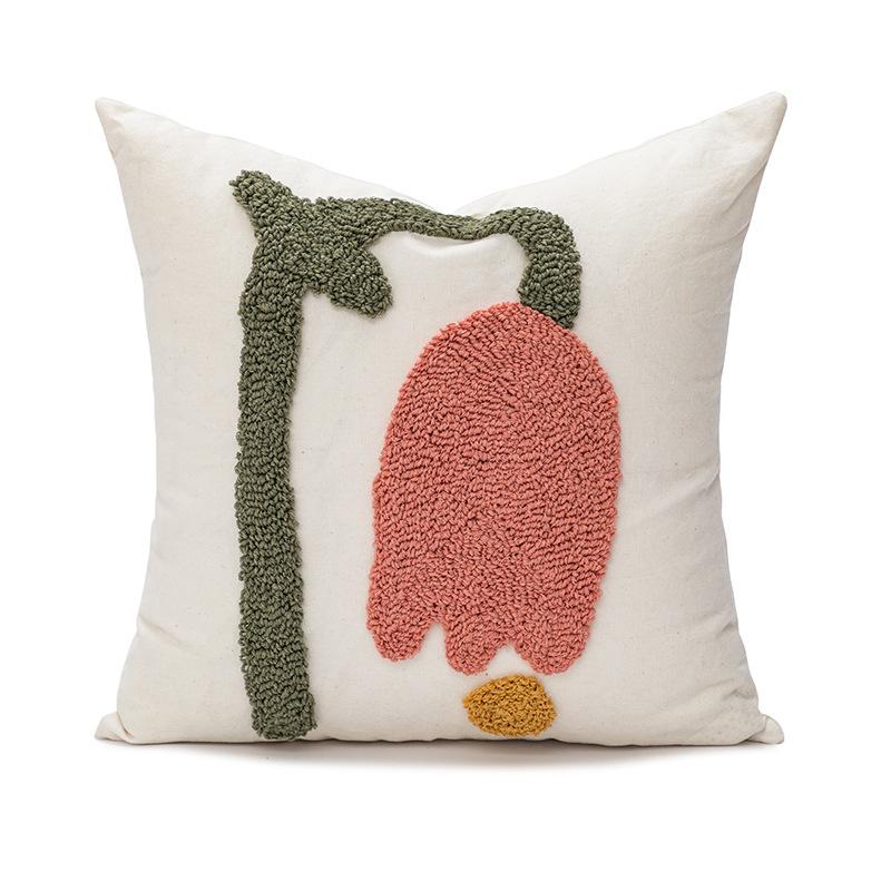 Embroidered Floral Pillow Case Decor Home Light Luxury Sweet Pillow Cushion Cover Throw Square Funda Cogines De 45x45
