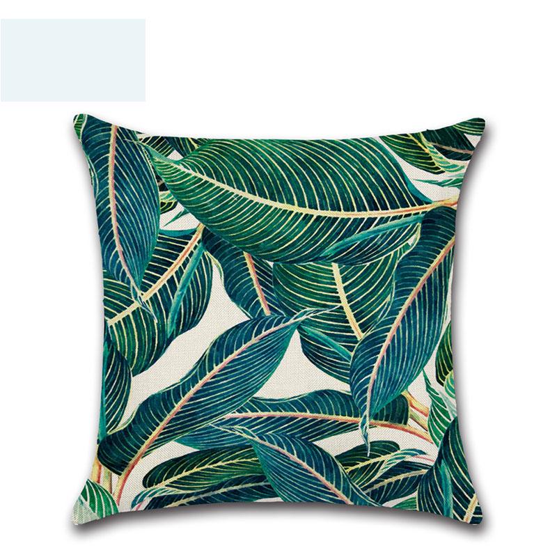 Tropical 18 Green Plant Pillow Case Cotton Sofa Cushion Cover Decorative