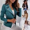 Giacca Casual alla Moda con Zip e Bottoni in Pelle Scamosciata per Donna 2026