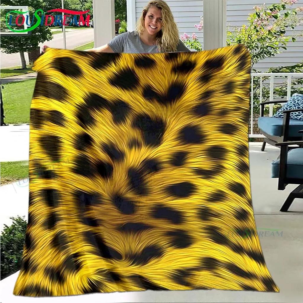 Fashion Panther Leopard Pattern Blanket Flannel Thin Blanket Portable Home Travel Office Lunch Break Blanket Birthday Gift