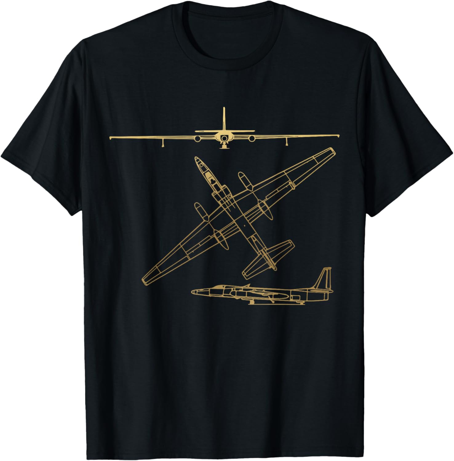 U-2 Plane Blueprint Schematics Diagram T-Shirt XL