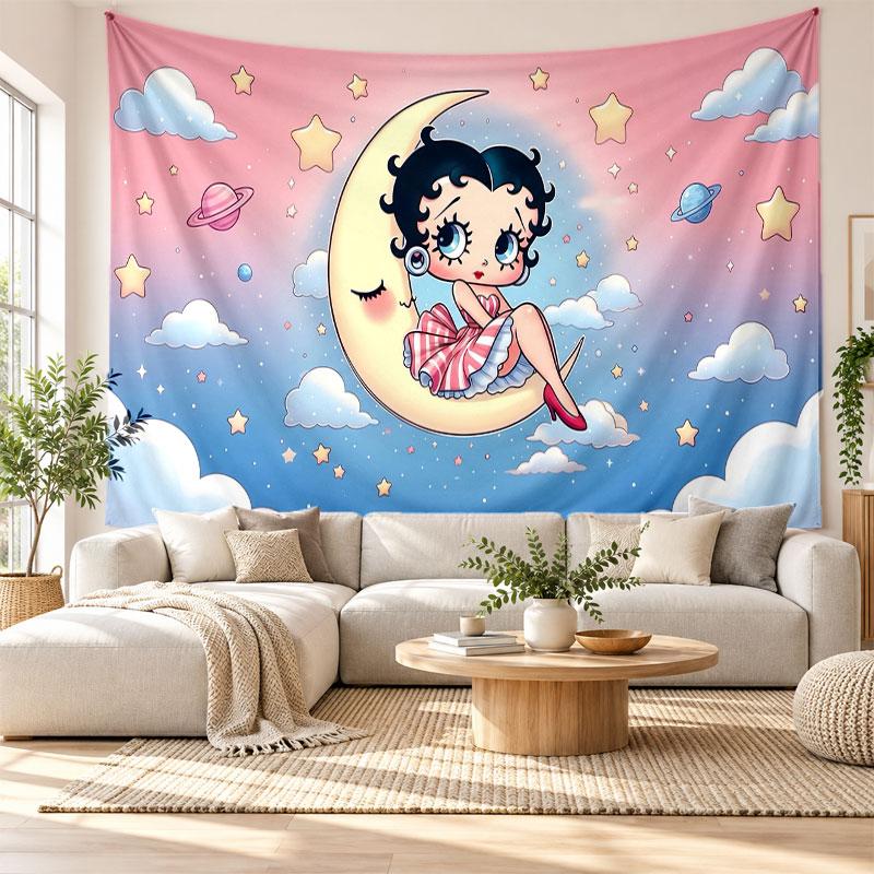 Betty Boop Wall Tapestry Home Decor Hanging Cloth Art Background Tapestry for Bedroom