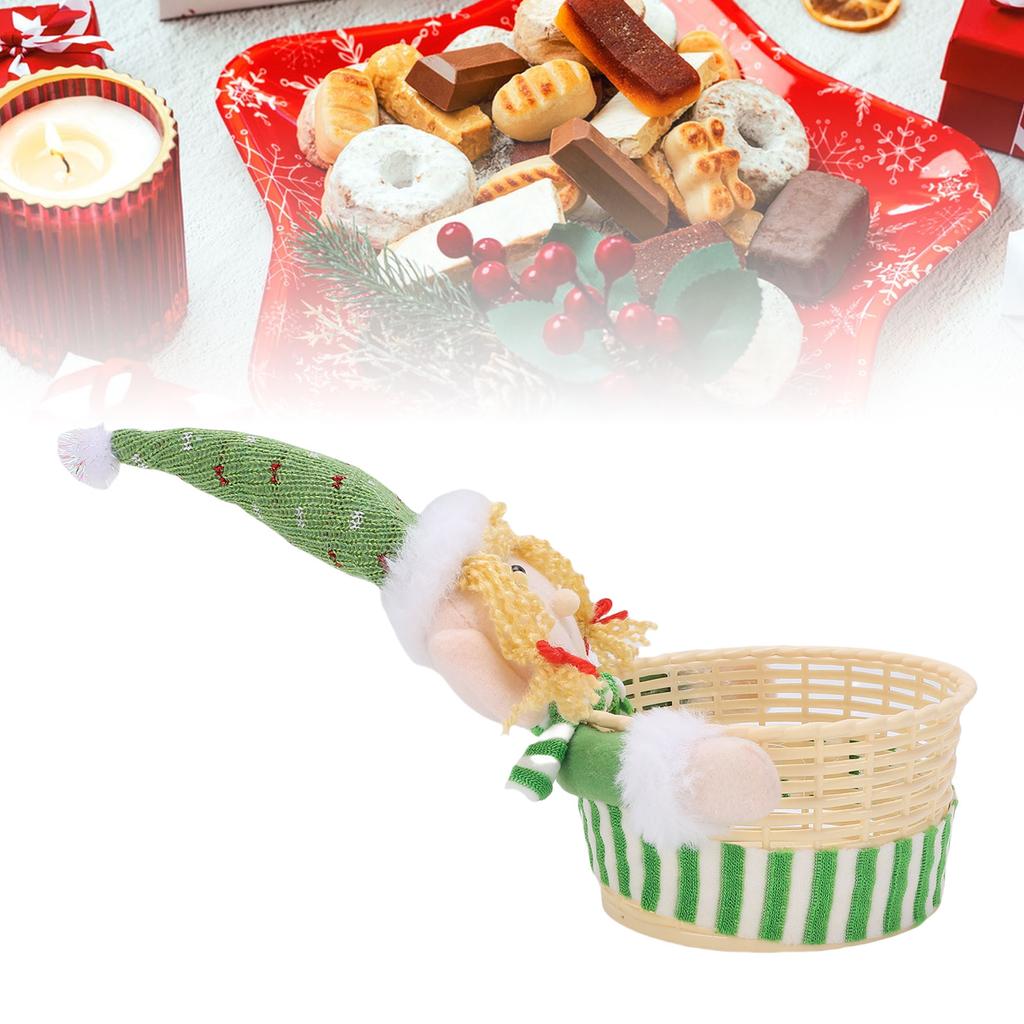 Xmas Basket Dish Bowl Xmas Snack Dried Fruits Nuts Storage Holder for Table Desk Decoration