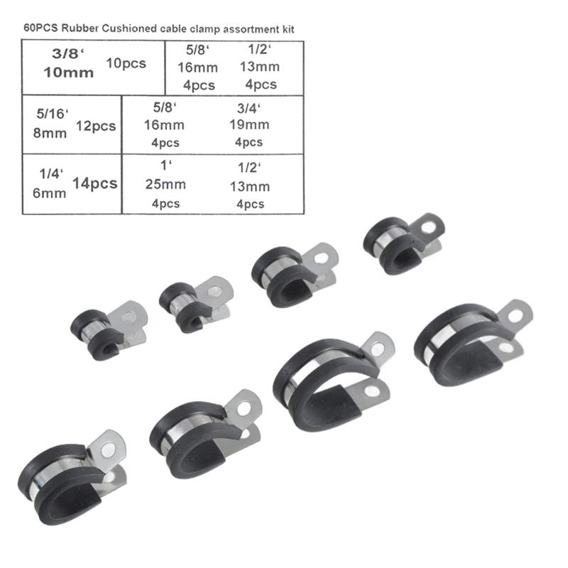 Pack of 176 Cable Clamps Assortment Set Rubber Insulated & Steel Cable Clamps Electrical Wiring Clamp for Automotive Use