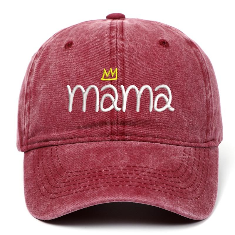 Mama Letter Embroidery Adjustable Solid Color Baseball Cap Sun Protection Summer Women Washed Material Snapback Dad Hat