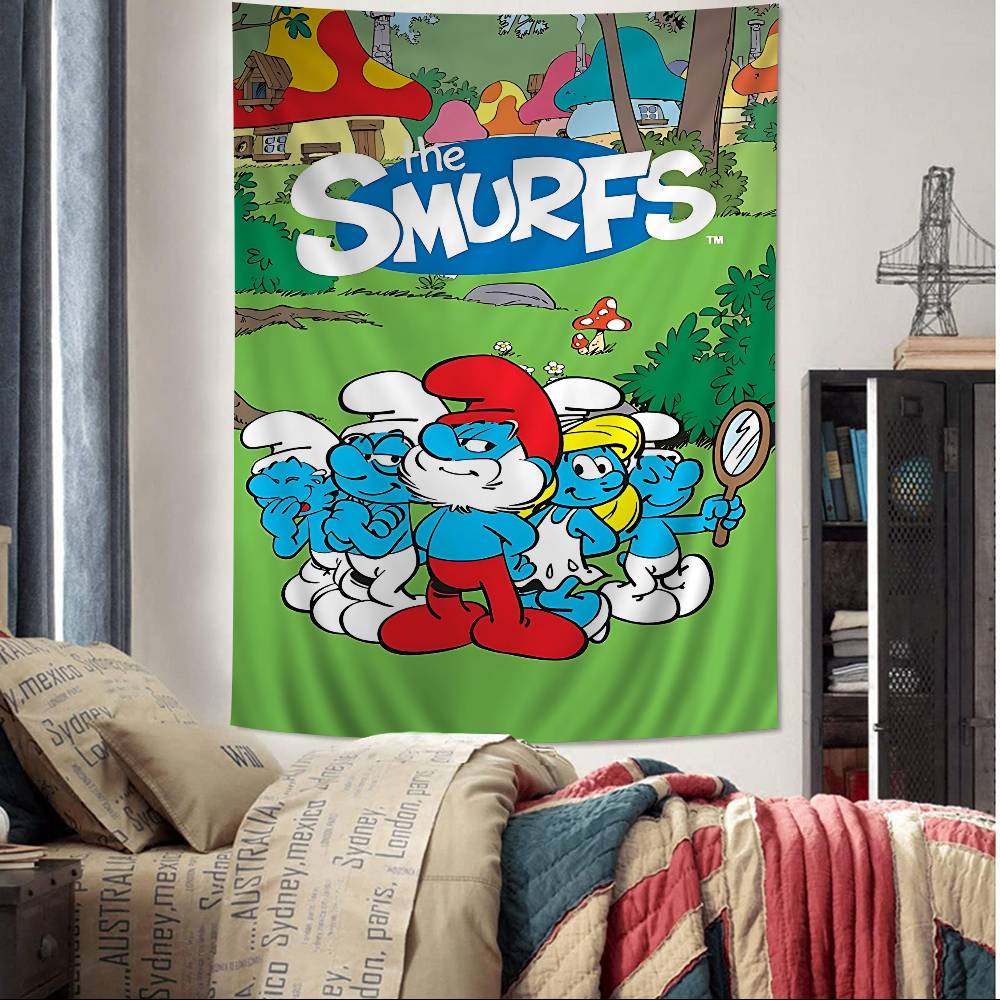 Cartoon SSmurfs Colorful Tapestry Wall Hanging Hanging Tarot Hippie Wall Rugs Dorm Wall Art Decor