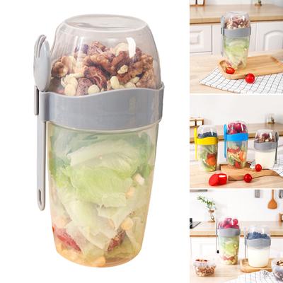 Travel Friendly Salad Cup Set Convenient Oatmeal Cup Yogurt Nut Fat-Reduced Vegetable Fruit Box Cup with Lid and Spoon