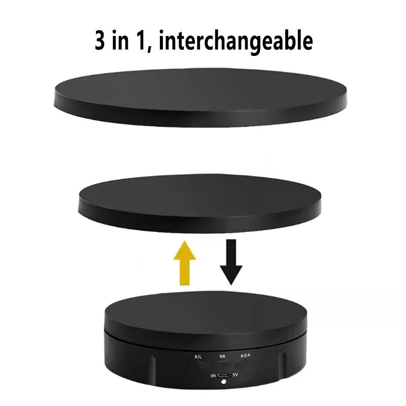 360-Grad elektrischer Drehtellerständer für Fotoprodukte und Ausstellungen, betrieben durch USB/Batterie, Batterie nicht enthalten