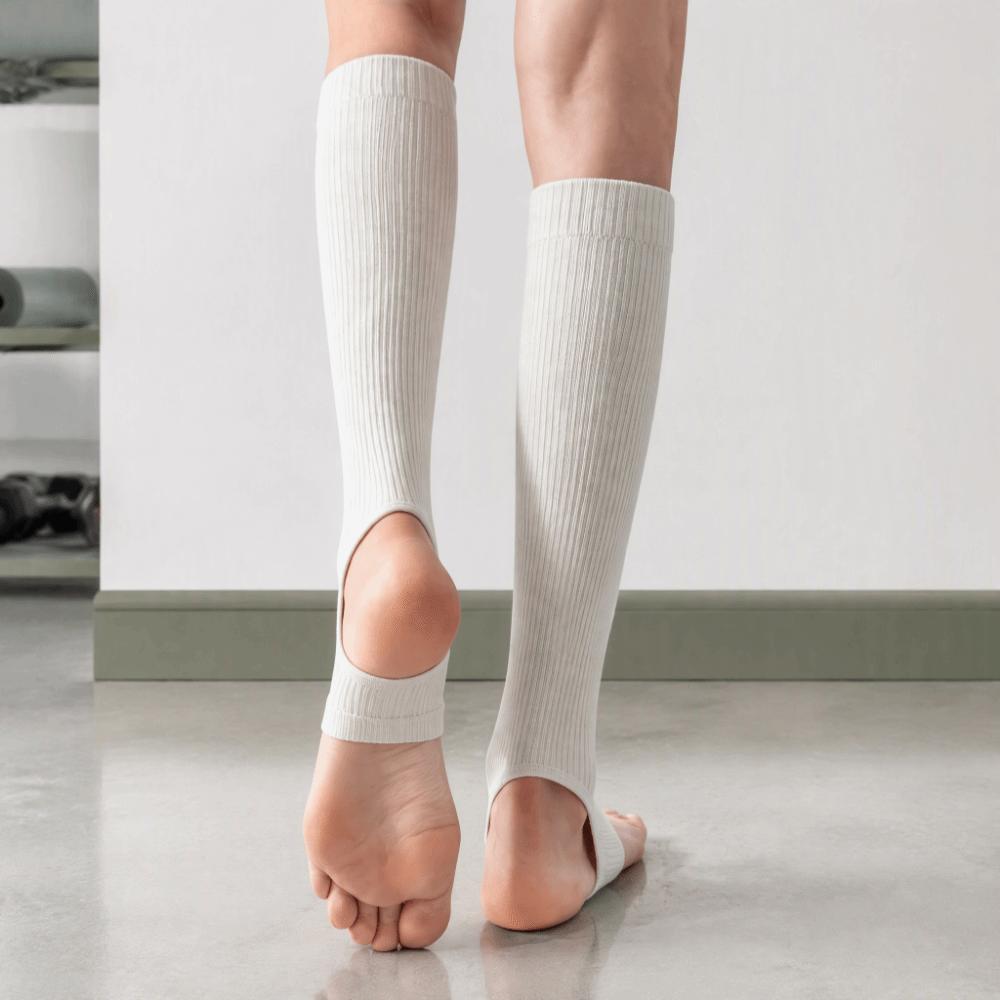 4pcs Over The Calf Knee High Stockings Open Toe Ribbed Knit Stockings Open Heel Stockings  For Women