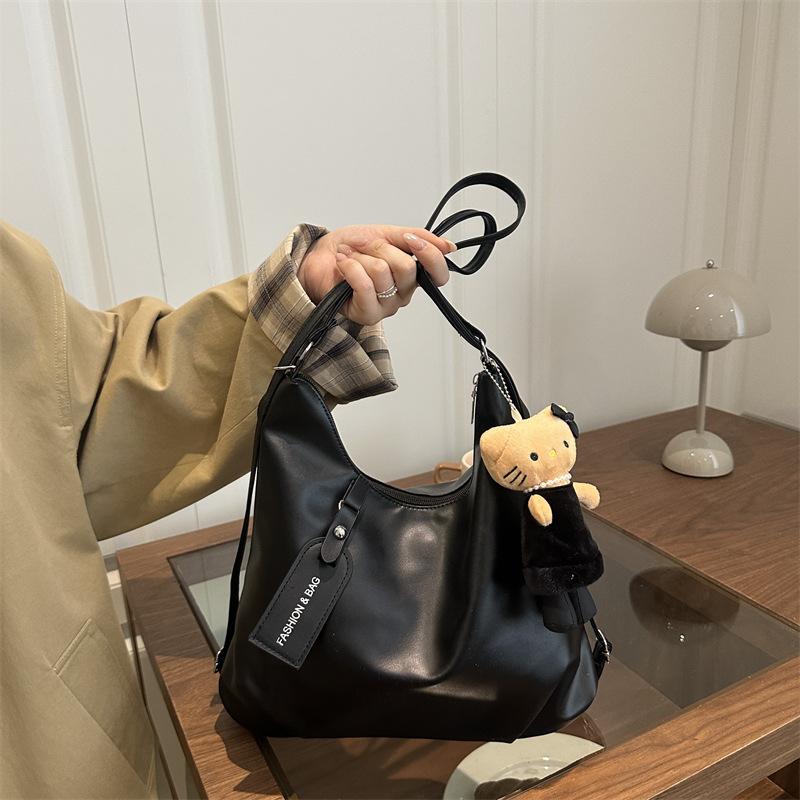 

Простой и многофункциональный однотонный модный рюкзак большой вместимости женский, с ощущением высокого класса, популярный для поездок на работу, суперхит, наплечная сумка No pendant чёрный