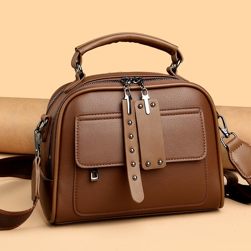 Luxury Retro Style Women Handbags Solid Color PU Leather Messenger Bag Fashion Leisure Travel Shoulder Crossbody Bags Girls Tote