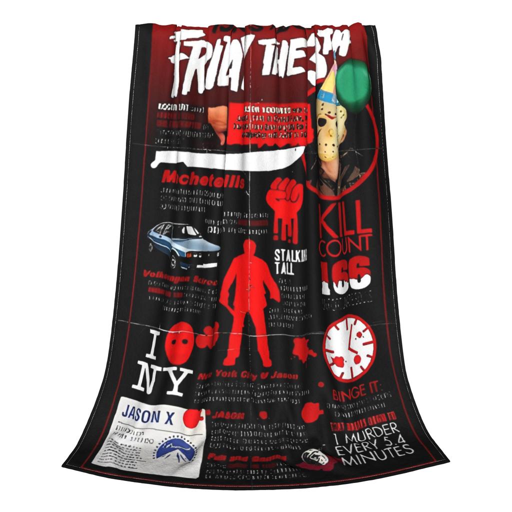 Friday 13th Jason Voorhees Gift Blanket For Men Women Cozy Soft Horror Movie 2024 Blankets for Bed 50x60 Inches Multiple Sizes