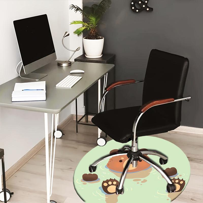 

1pc Bear in water with paw prints. Round carpet, Perfect for Decorating Chairs, Living Rooms, Or Bedrooms, for Living Room.122 80cm by 80cm