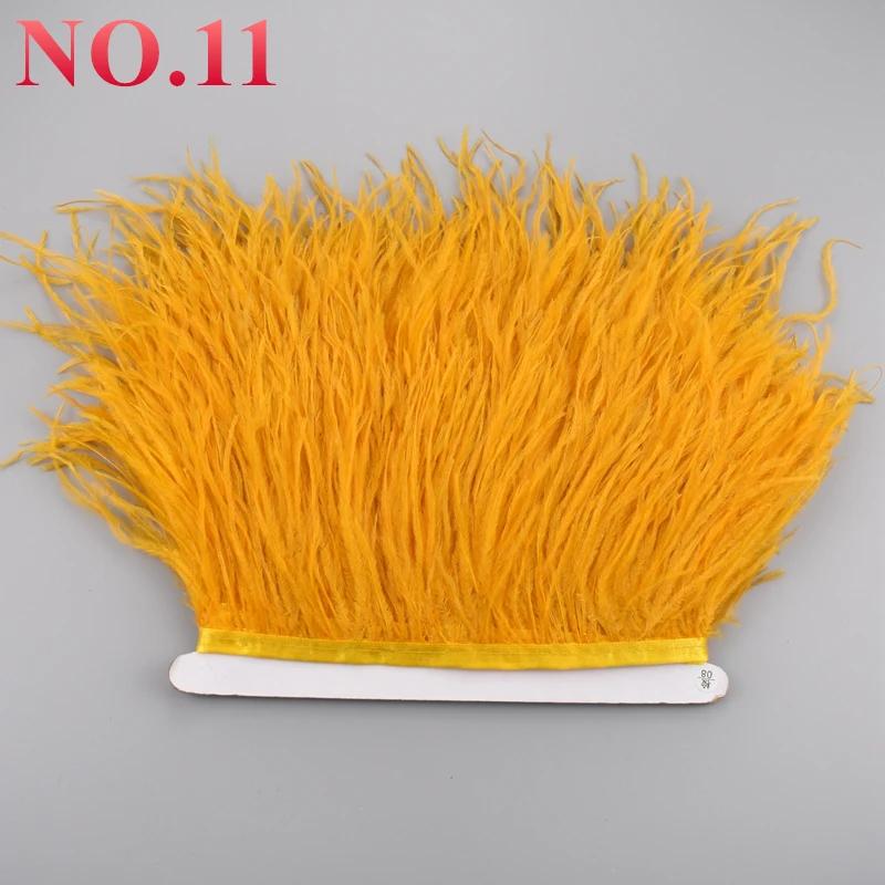 10Meters/Lot Ostrich Feathers On Ribbon Tape 10-15Cm  Feather Trim Boa For Clothes Sewing Fringe Diy Wedding Decoration