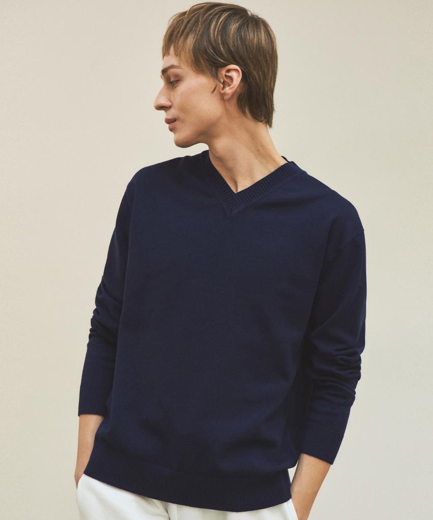 Wednesday Oasis Always Washable V-Neck Knit_Navy(Wc25-Kn01)