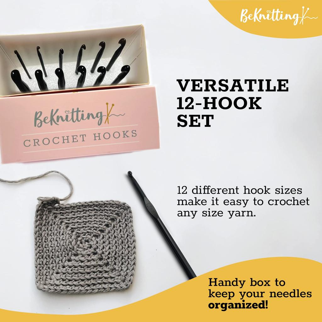BeKnitting Crochet Set of 12 Craft Supplies Gift Box Day Beginners Knitting High Quality Aluminum Hook/Needle Mother's
