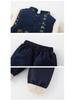 New Boys' Fleece-Lined Tang Suit Three-Piece Set for Autumn & Winter: Chinese Style Baby Outfit.