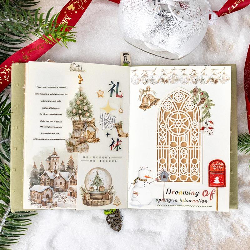 2pcs/Pack Pvc Stickers Christmas Party Creative Waterproof Adhesive DIY Hand Made Collage Junk Journal Scrapbook Supplies