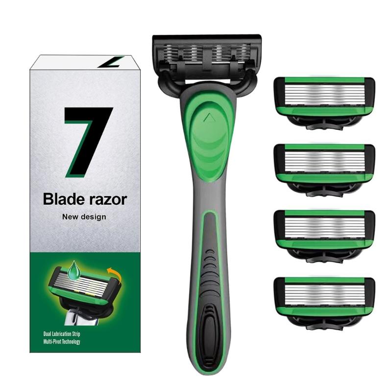 

Upgrade Your Shaving Routine with 7 Layer Head Set and Rubber Handle Grooming