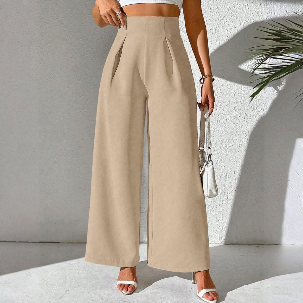 Women's Fashionable Casual Wide Leg Pants And High Waisted Pants