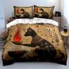 Egyptian Cat with Fire Bowl Bedding Duvet Cover Set  (1*Duvet Cover 2*Pillowcases, without duvet insert)