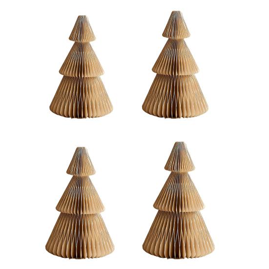 Yousheng 3/4Pcs Christmas Tree Ornament Easy Assembly Geometric Origami Christmas Tree Festive Merry Christmas Decor