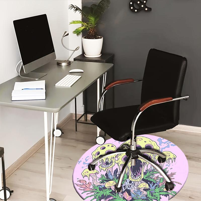 1pc Psychedelic Mushrooms Round Carpet, Made of Polyester,Perfect for Decorating Office Chairs, Living Rooms Fplt039