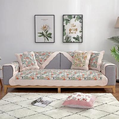 Korean Four Seasons Cotton Sofa Cushion Little Fresh Pastoral Printed Sofa Blanket Simple Small Floral Sofa Cushion and Towel