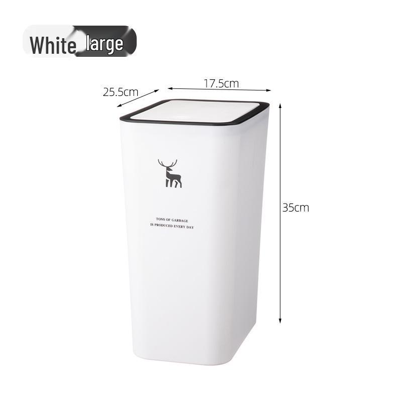 Creative Press-Type Trash Can with Lid for Kitchen & Bathroom – Large, Plastic, Multi-Compartment Storage Bin