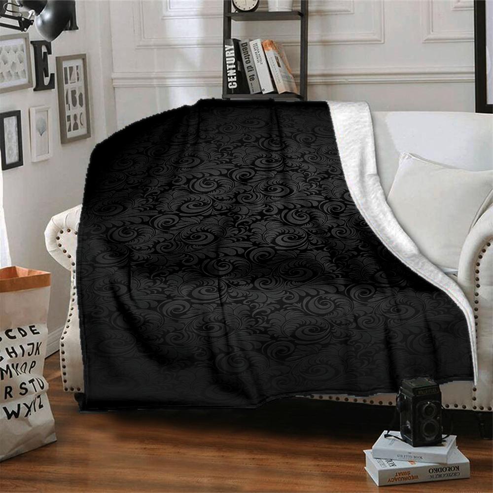 1Pc Dark Floral Blanket Soft And Comfortable Casual Warm Camping Travel Christmas Halloween Xmas Gift M928208