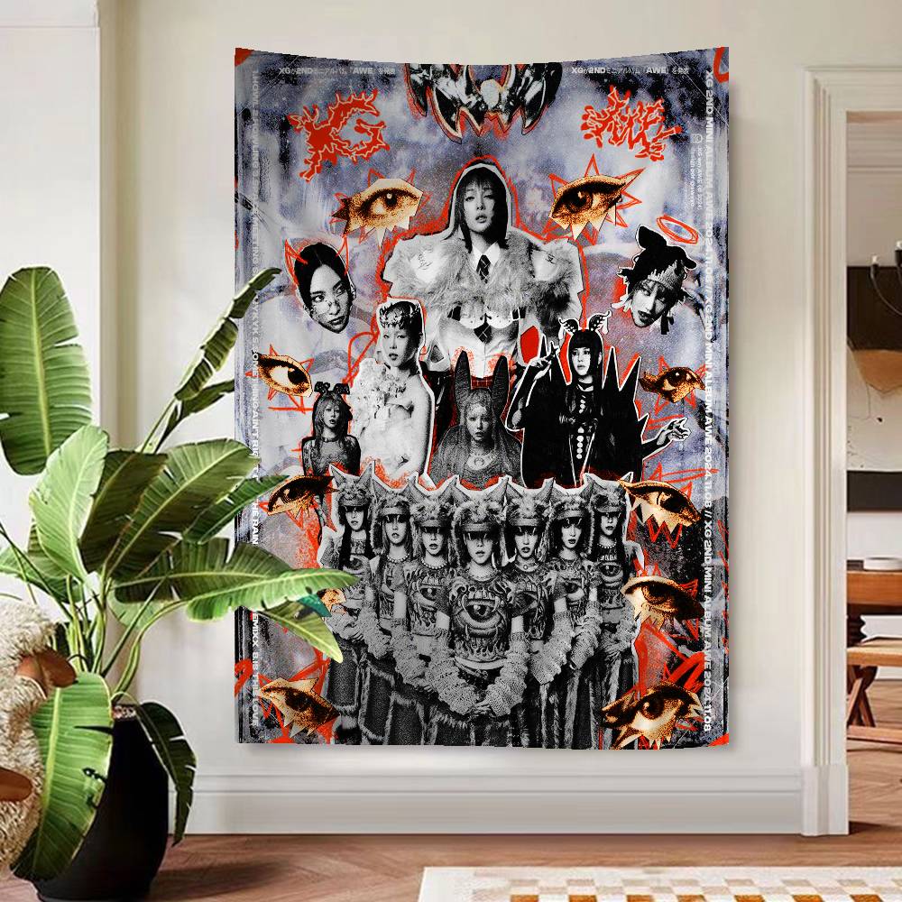 Kpop XG Group Hanging Bohemian Tapestry Hanging Tarot Hippie Wall Rugs Dorm Japanese Tapestry