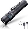 Trustfire EDC Magnetic Military 3300 362M IP68 Dustproof and Handheld Flashlight with Magnetic 1m Drop Battery Level Black Clip Ideal for Power Night