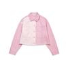 Li Ning Color Block Washed Denim Jacket Women Jackets Pink AJDT170-1