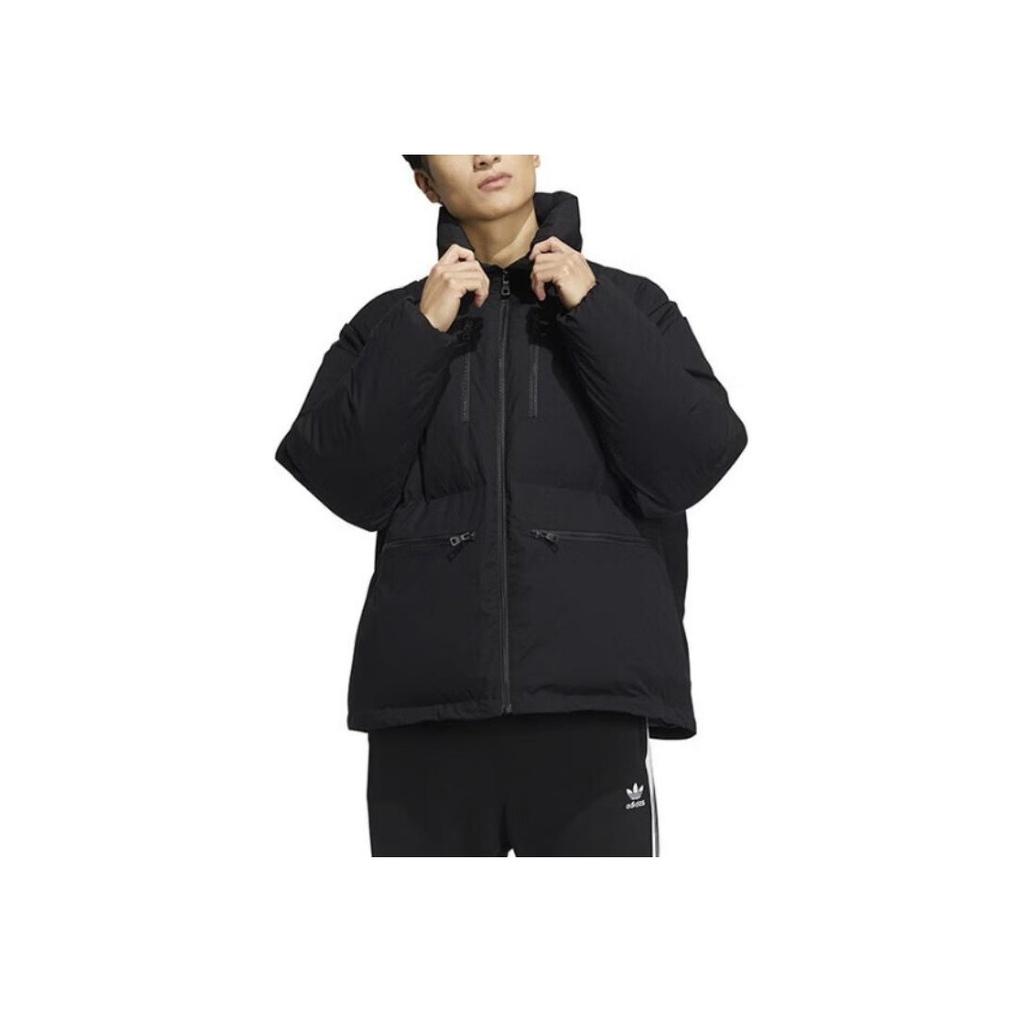 Adidas Originals Trefoil Premium Down Embroidered Logo Zip Collar Goose Down Jacket Men Outerwear Black HS7280