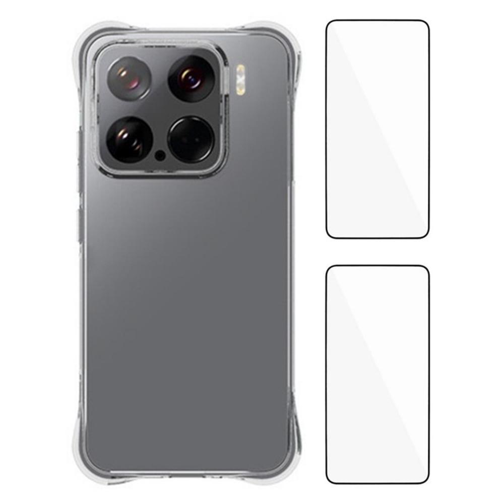 WANLONFENG WL2 Series for Xiaomi 15 Case 2.0mm TPU Precise Cutouts Phone Cover with 2Pcs Tempered Glass Films