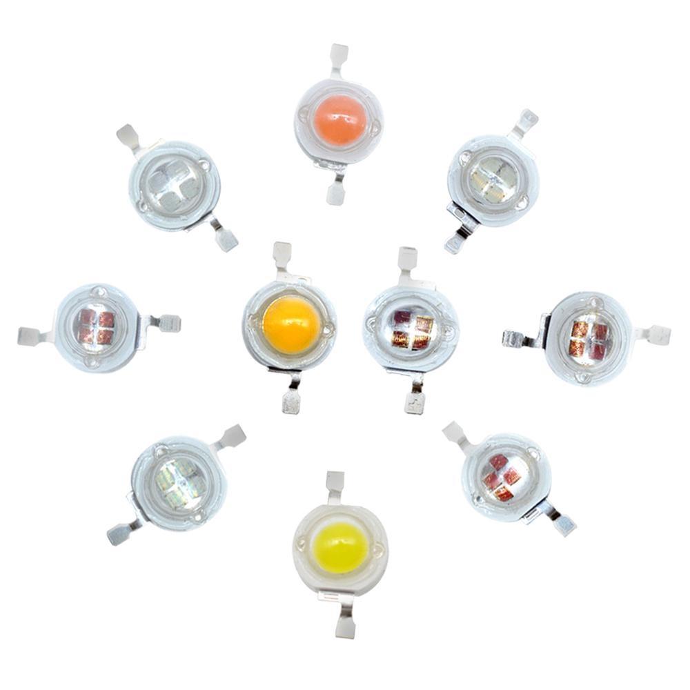 10Pcs 5W High Power Chip Light Bead Emitter Warm White White Yellow Green Pink Red 45MIL 2 2 7V 180-550LM  380NM 6500K LED Bulb