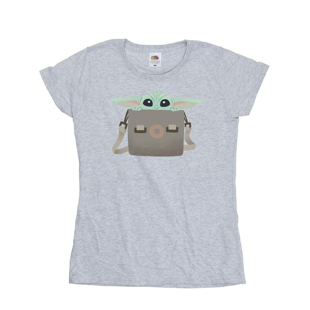STAR WARS Womens/Ladies The Mandalorian Grogu Luggage Cotton T-Shirt