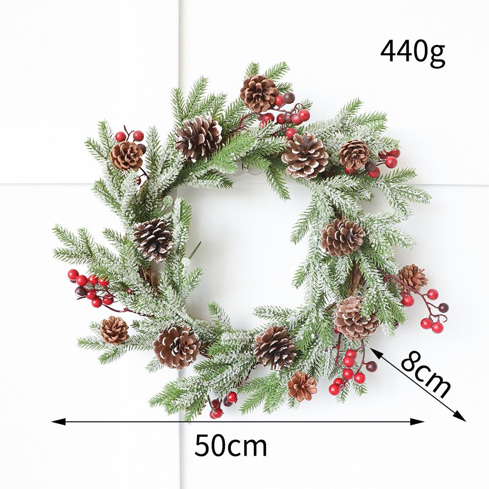 35CM Red Berry & Pine Cone Christmas Wreath for Door, Courtyard, and Window Display