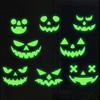 Pumpkin Glow Decal for Walls 2Pcs Halloween Glow-in-the-Dark Wall Stickers, & Ghost Face Decals Indoor Ceiling Door Decor, Light Up