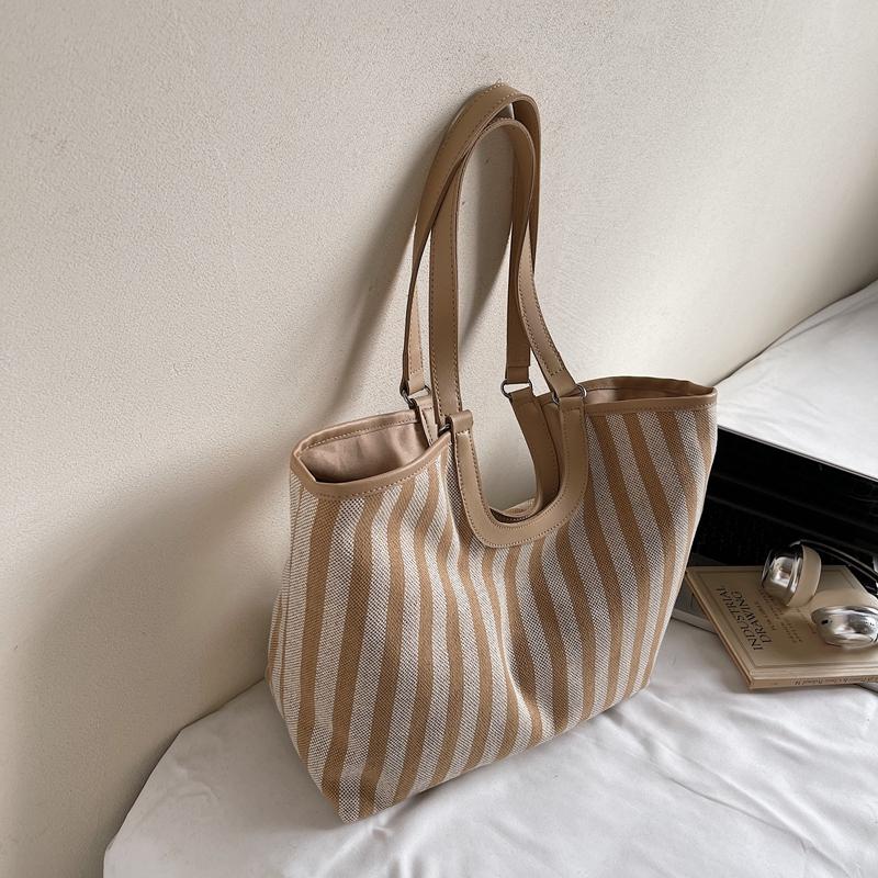 Vintage Handbag Striped Bag Women's Large Capacity Shoulder Bag
