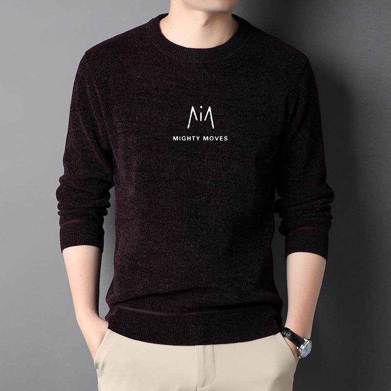 

Новый зимний бархатный утолщенный круглый свитер для мужчин M Label Chenille теплая трикотажная футболка с длинными рукавами для мужчин M