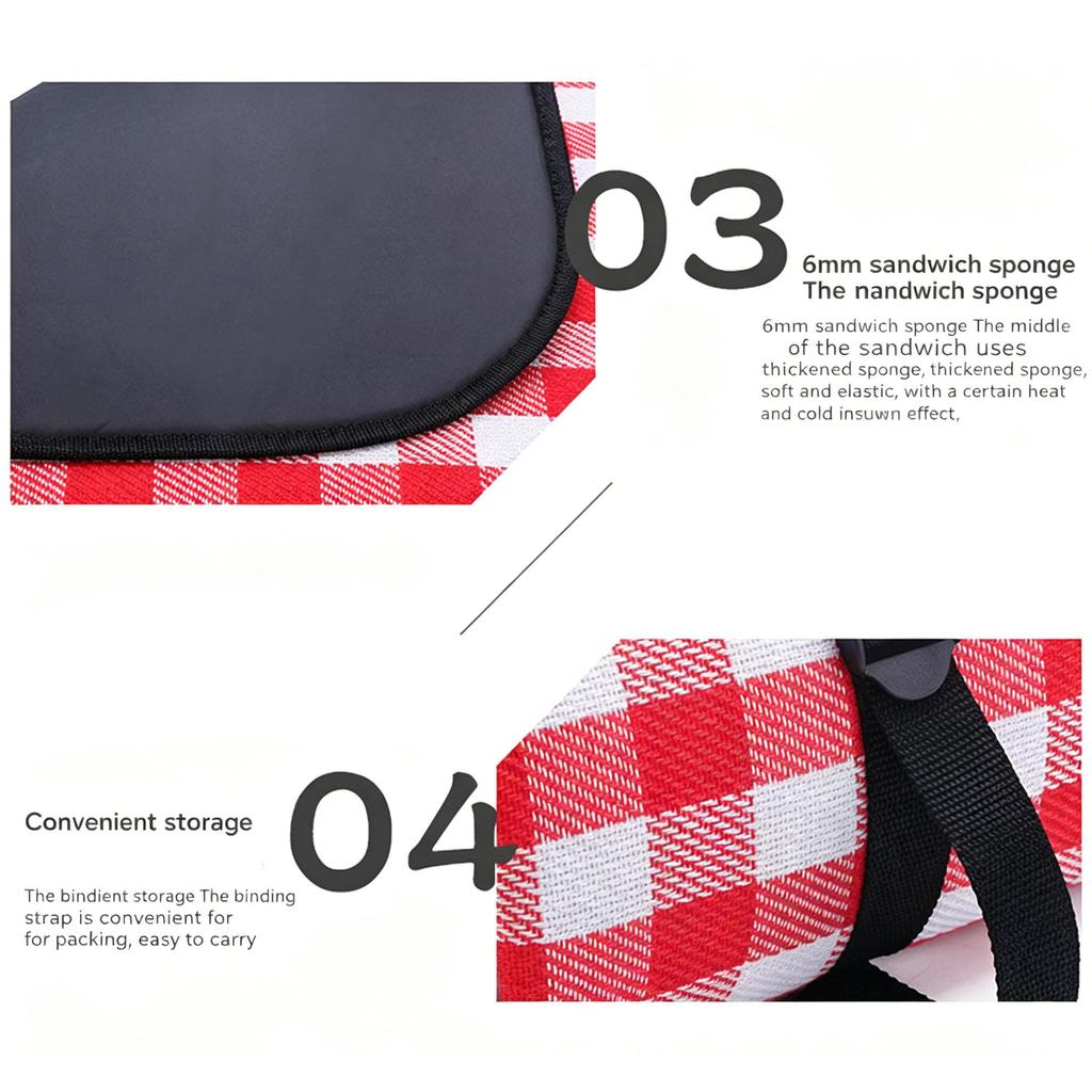 Portable Large Picnic Blanket Waterproof Sandproof Beach Mat, Sponge Outdoor Camping Mat, Large Lawn Mat for Park Beach Travel Hiking Family Gathering