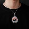 Top Icy DIY Customized Water Drop Style Iced Out Cubic Zircon Silver Gold Jewelry Circle Photo Necklace Private Photo Pendant