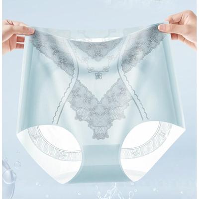 Ropa interior sin costuras de seda helada de cintura alta para mujer 2025 - Bragas triangulares con control de abdomen y elevación de glúteos